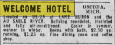 Welcome Hotel - July 1939 Ad (newer photo)
